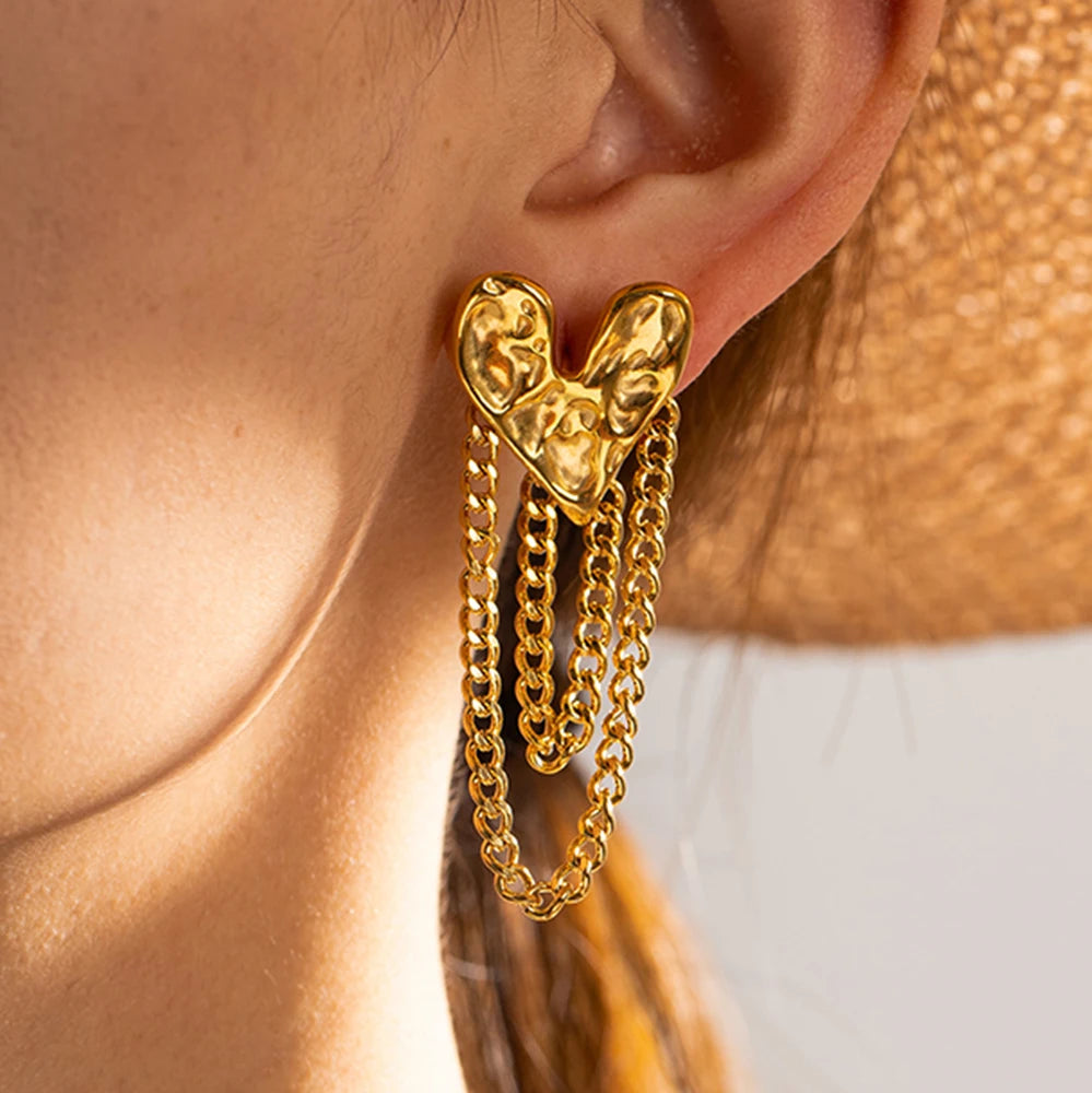 Heart Shaped Tassel Earrings